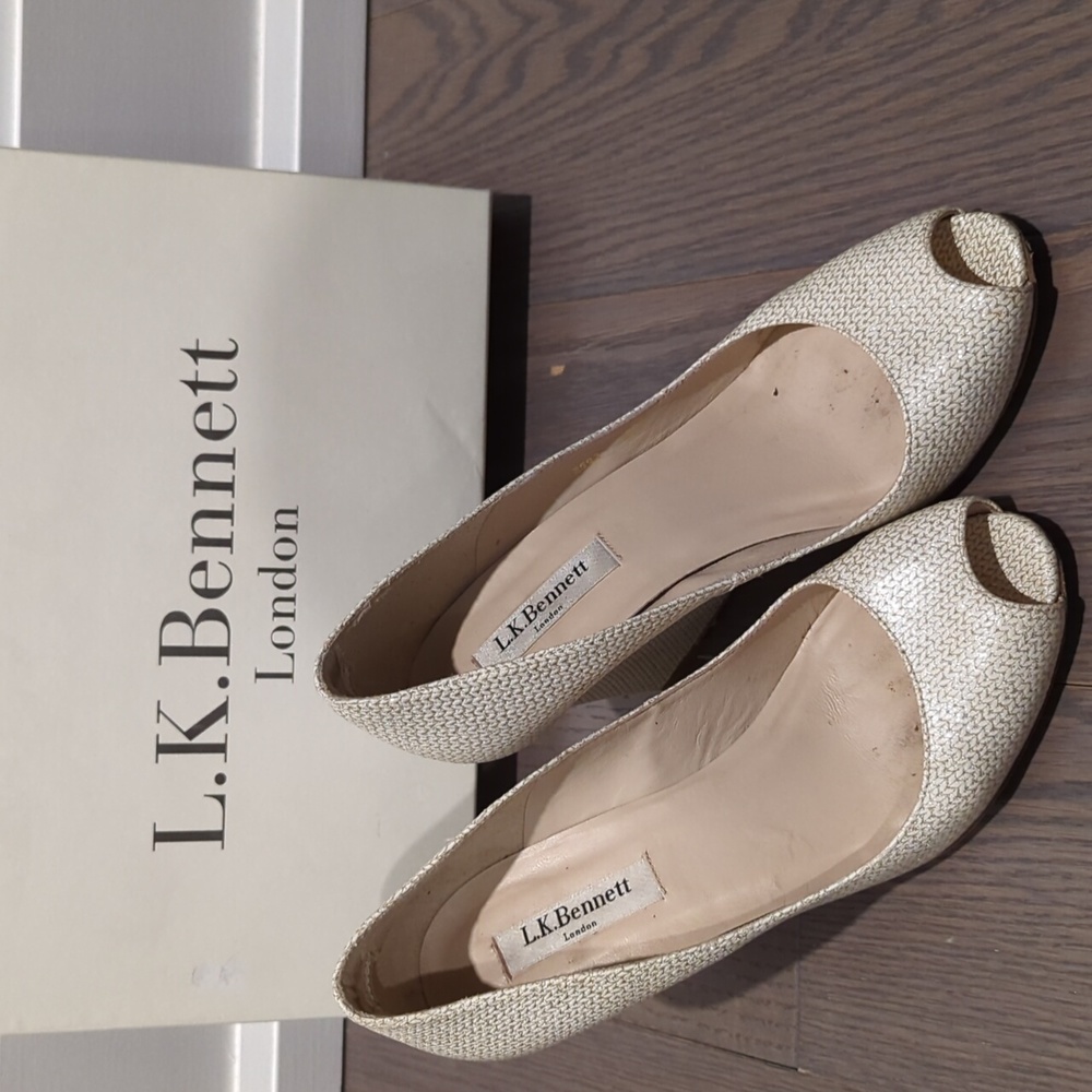 L.K. Bennet wedding shoes white gold